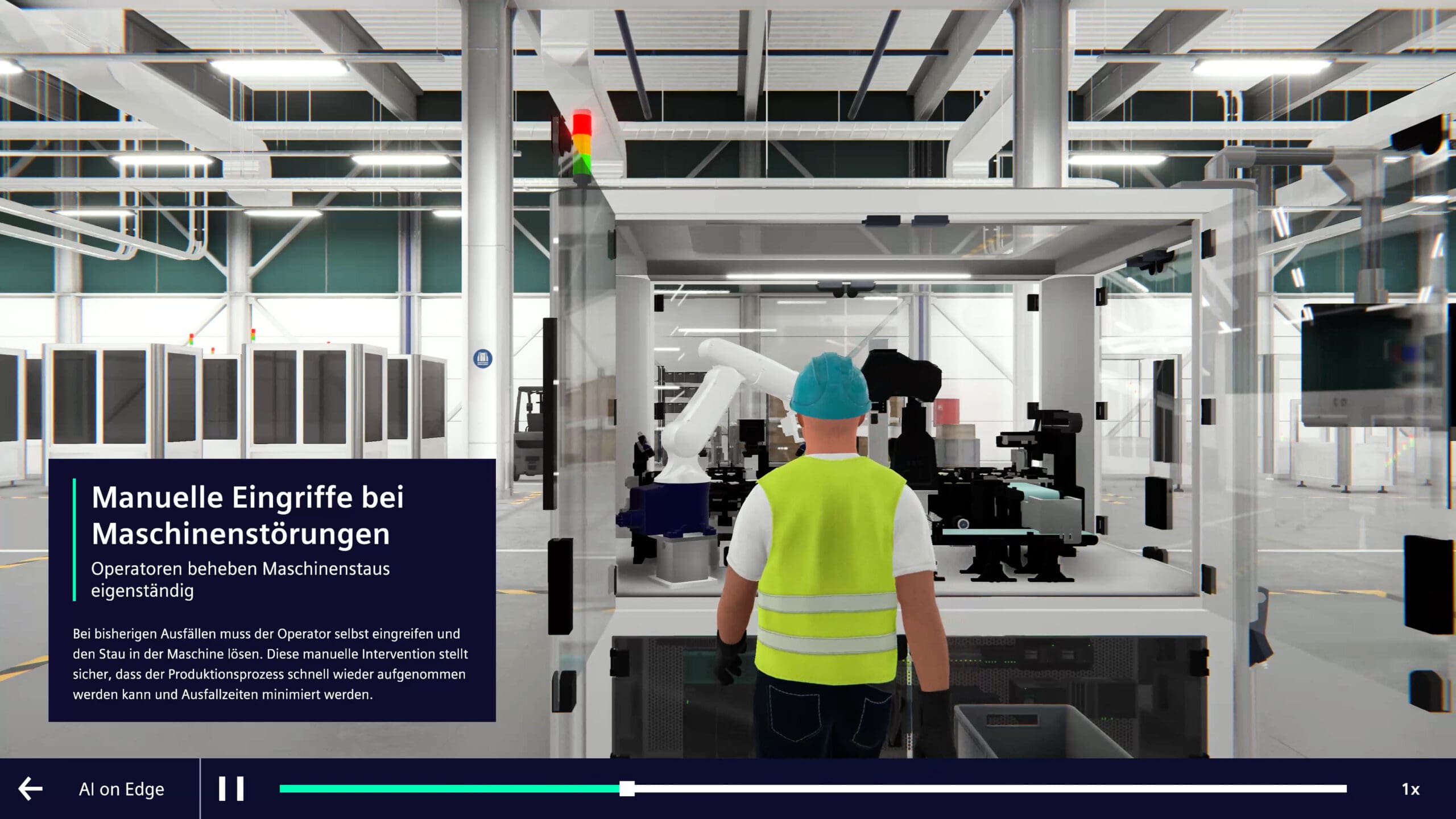 Siemens Industrial Edge und Digital Twin: Visualisierung manueller Eingriffe bei Maschinenstörungen. Optimieren Sie Ihre Produktionsprozesse effizient.