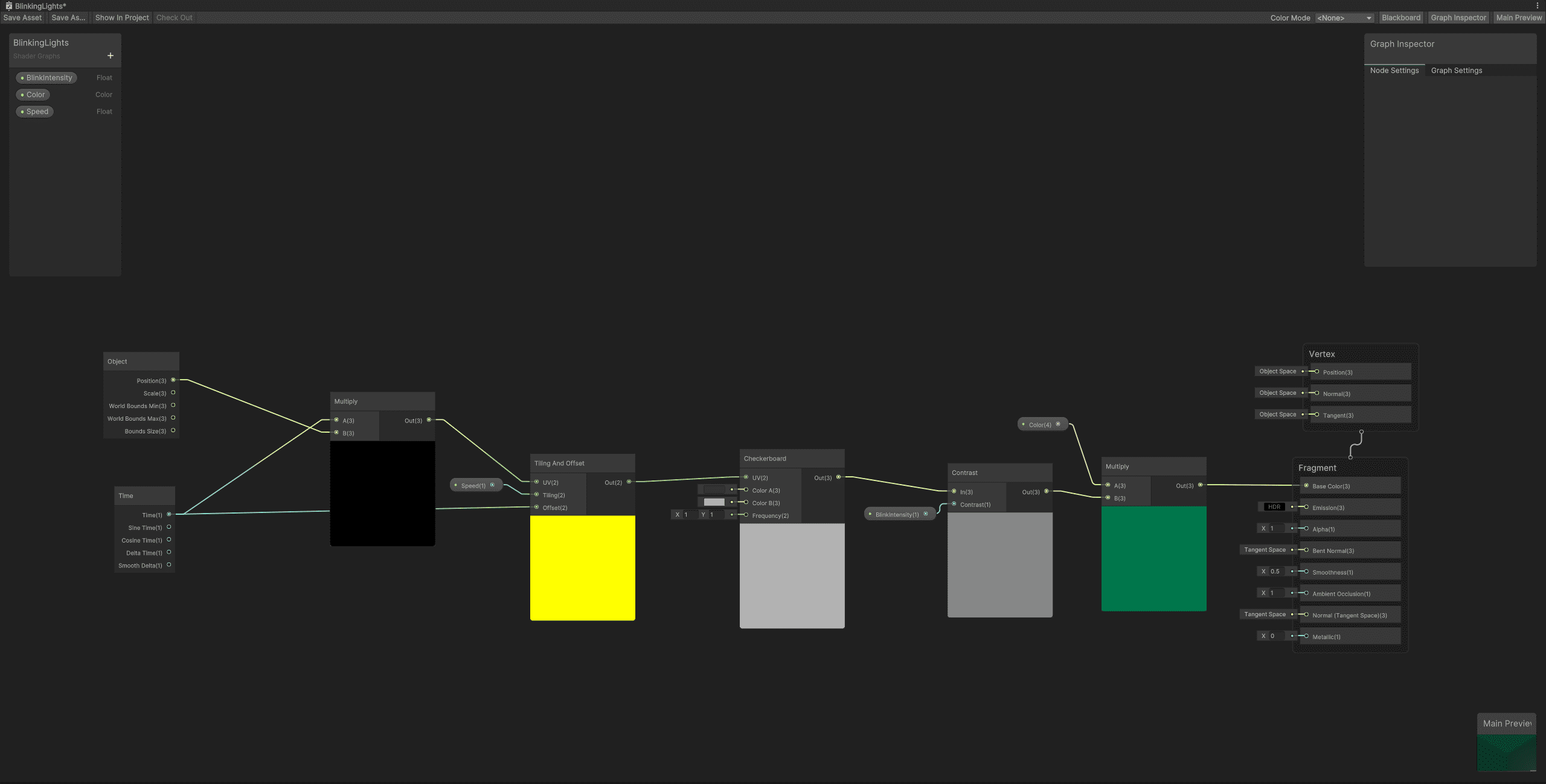 Shader in Unity für die blinkenden Lichter in der Siemens Industrial Edge: Digital Twin Anwendung